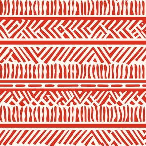 Mali Africa Mudcloth Pattern - Elegant Red Cream II