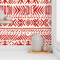 Mali Africa Mudcloth Pattern - Elegant Red Cream I
