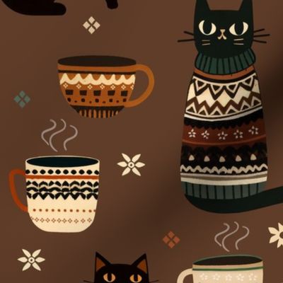 Cozy Autumn - Tea and cats in chocolate L