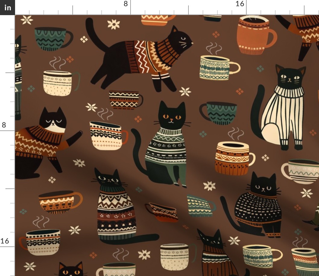 Cozy Autumn - Tea and cats in chocolate L