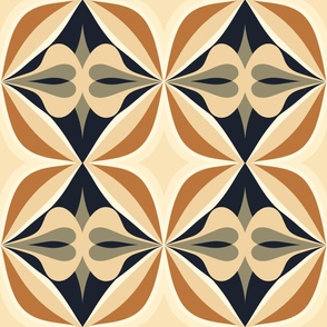 African Geometric II - Brown Beige Tan Cream Blue