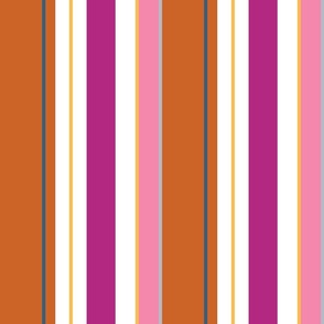 medium stripe abstract orange burnt orange mustard hot pink pink grey white