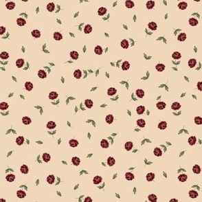 Ditsy roses on solid background, peach colour .  Part of Persephone collection.