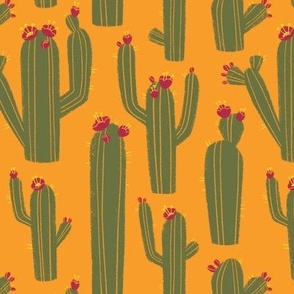 Funky Cacti (Orange, Dark Green, Wine Red)