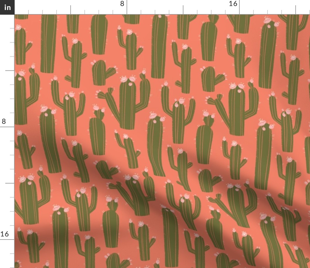 Funky Cacti (Peach, Dark Green, Light Pink)