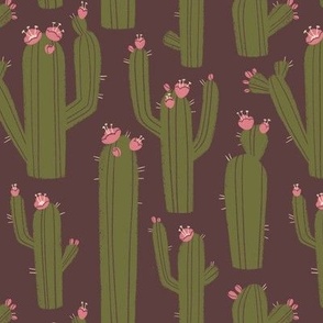 Funky Cacti (Brown, Olive Green, Pink)