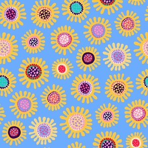 Sunflower Abstract  - Medium - Blue