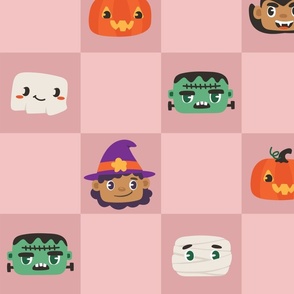 Spooky Friend Block Pattern in Pink