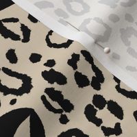 Leopard Spots and Black Lips on Beige Background