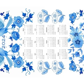 Calendar 2024 Blue Chinoiserie - Birds