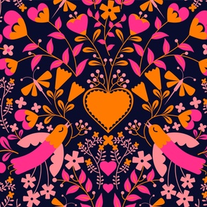large Love birdies sweet valentines  print by art for joy lesja saramakova gajdosikova design