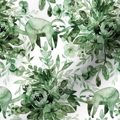 Sleepy Sloths in Khaki Green Camouflage - small 