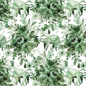 Sleepy Sloths in Khaki Green Camouflage - medium 