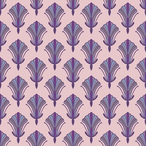Geometric Art Deco Flowers in Purple and Pink - Big size 