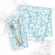 Fancy Swirls - Light Blue on White