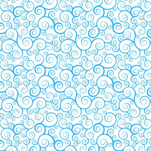 Fancy Swirls - Light Blue on White