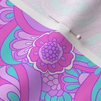 Retro Sunflowers Purple Grape pink Aqua blue by Jac Slade