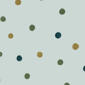 Gouache polka dots on baby blue large