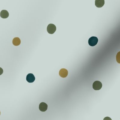 Gouache polka dots on baby blue medium