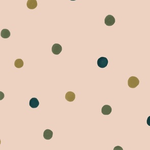 Gouache polka dots on dusty pink large