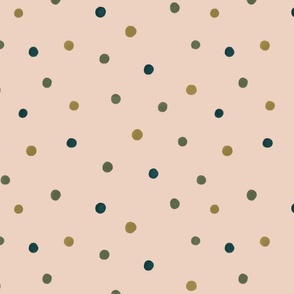 Gouache polka dots on dusty pink medium