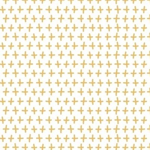 Plus Sign Symbols in White and Gold Coordinating Ditsy Print