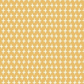 Plus Sign Symbols in Gold and White Coordinating Ditsy Print