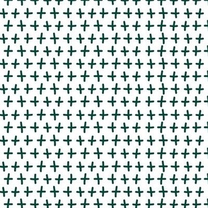 Plus Sign Symbols in White and Forest Green Coordinating Ditsy Print