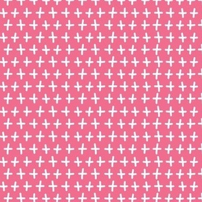 Plus Sign Symbols in Deep Pink and White Coordinating Ditsy Print
