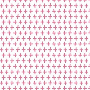 Plus Sign Symbols in White and Deep Pink Coordinating Ditsy Print