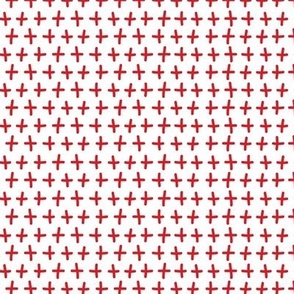 Plus Sign Symbols in White and Holiday Red Coordinating Ditsy Print