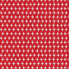 Plus Sign Symbols in Holiday Red and White Coordinating Ditsy Print