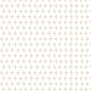 Plus Sign Symbols in Neutral White and Tan Beige Coordinating Ditsy Print