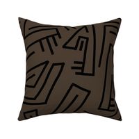 African Mud Paint Abstract - Mocha Chocolate Brown & Charcoal Black JUMBO