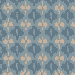 Large rustic woven diamond texture blue beige wallpaper