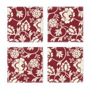 Negative block print burgundy damask 