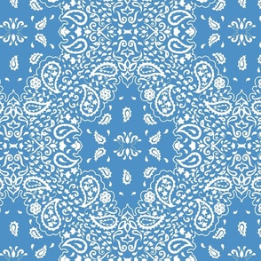 Bandana patterns Light blue and white paisley style