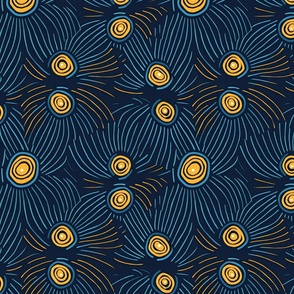 Aboriginal Echoes: Spirals in Blue and Orange Dance (5)