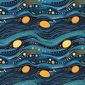 Cosmic Dreams: Aboriginal Art in Dark Yellow and Blue (36)