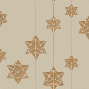 Textured gingerbread gold stars on pearl cream for Christmas