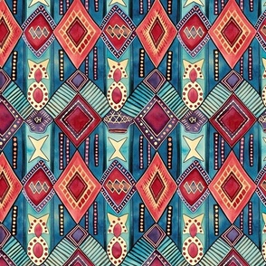 Tribal Harmony: Artistic Design in Crimson and Aquamarine (44)