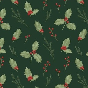 Christmas Holly and Berries Small