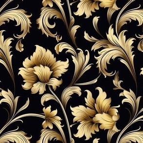 Black Gold Baroque Floral