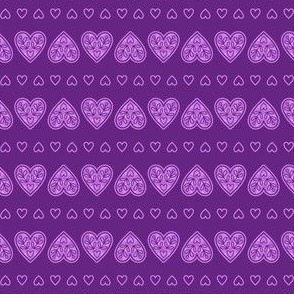 Folk Hearts Stripes - SMALL - Bright Purple