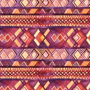 Radiant Tribes: Watercolor Art in Purple, Magenta, Orange (49)