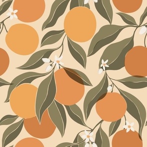 abstract oranges on very pale orange