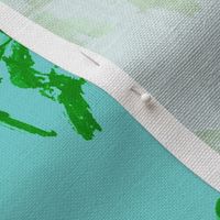 John's Toile Aqua and Green