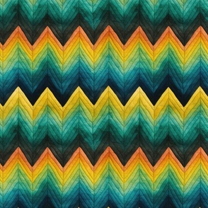 Tactile Elegance: Chevron Quilt-Style Art in Vibrant Hues (54)