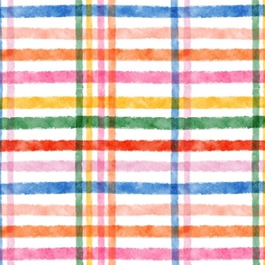 Rainbow watercolor tartan