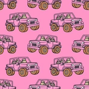 Large Scale Jeep 4x4 Adventures Off Road All Terrain Vehicles on Pink